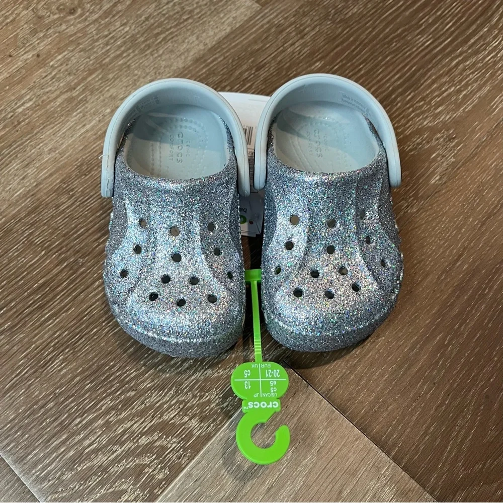 CROCS Glitter Silver Gray Toddler Girl Size 5